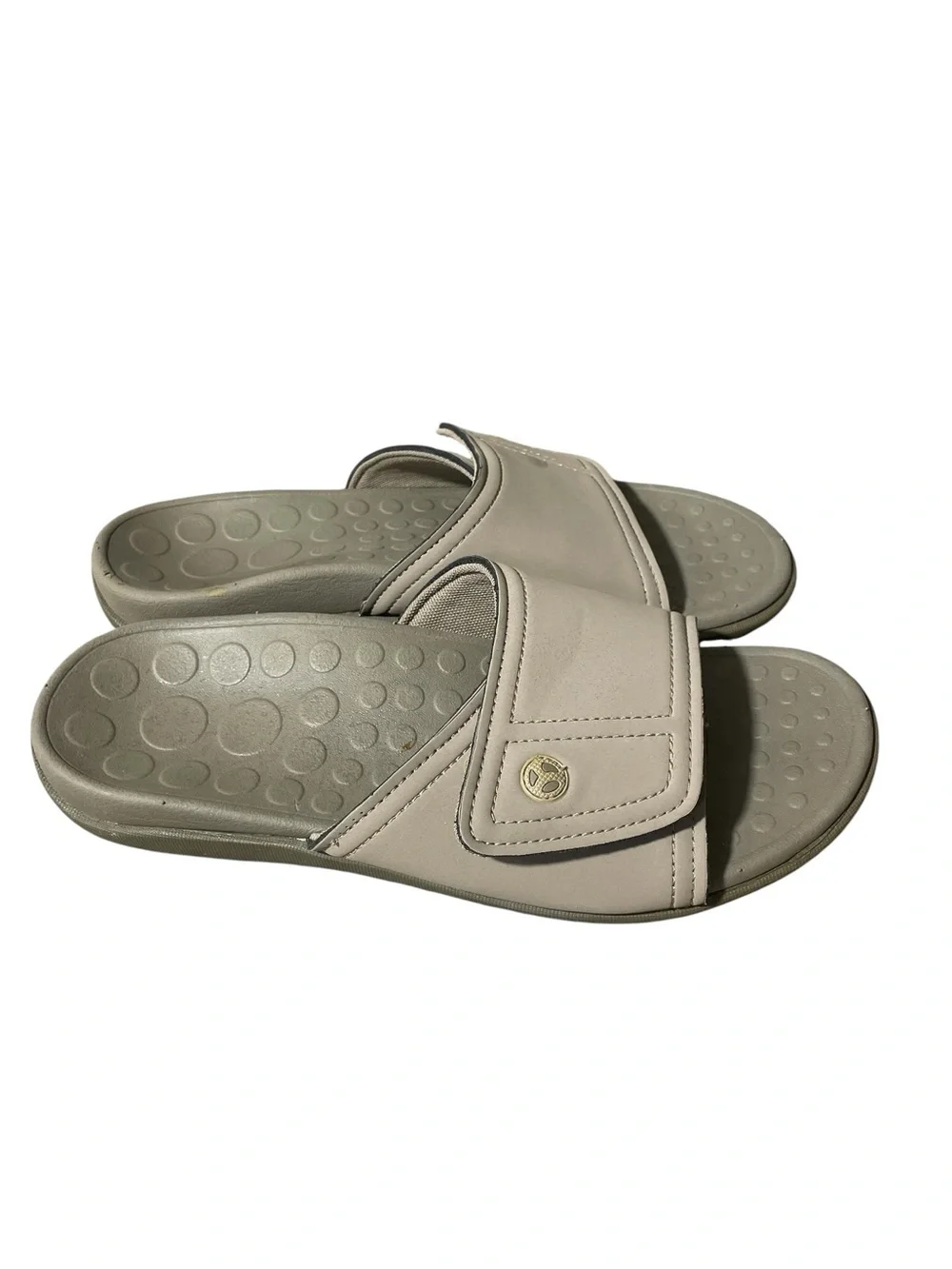 C4- Vionic men’s 9 Adjustable Beige Slide Sandals